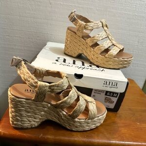A.N.A Natural Woven Platform Sandals, ANA Merlin